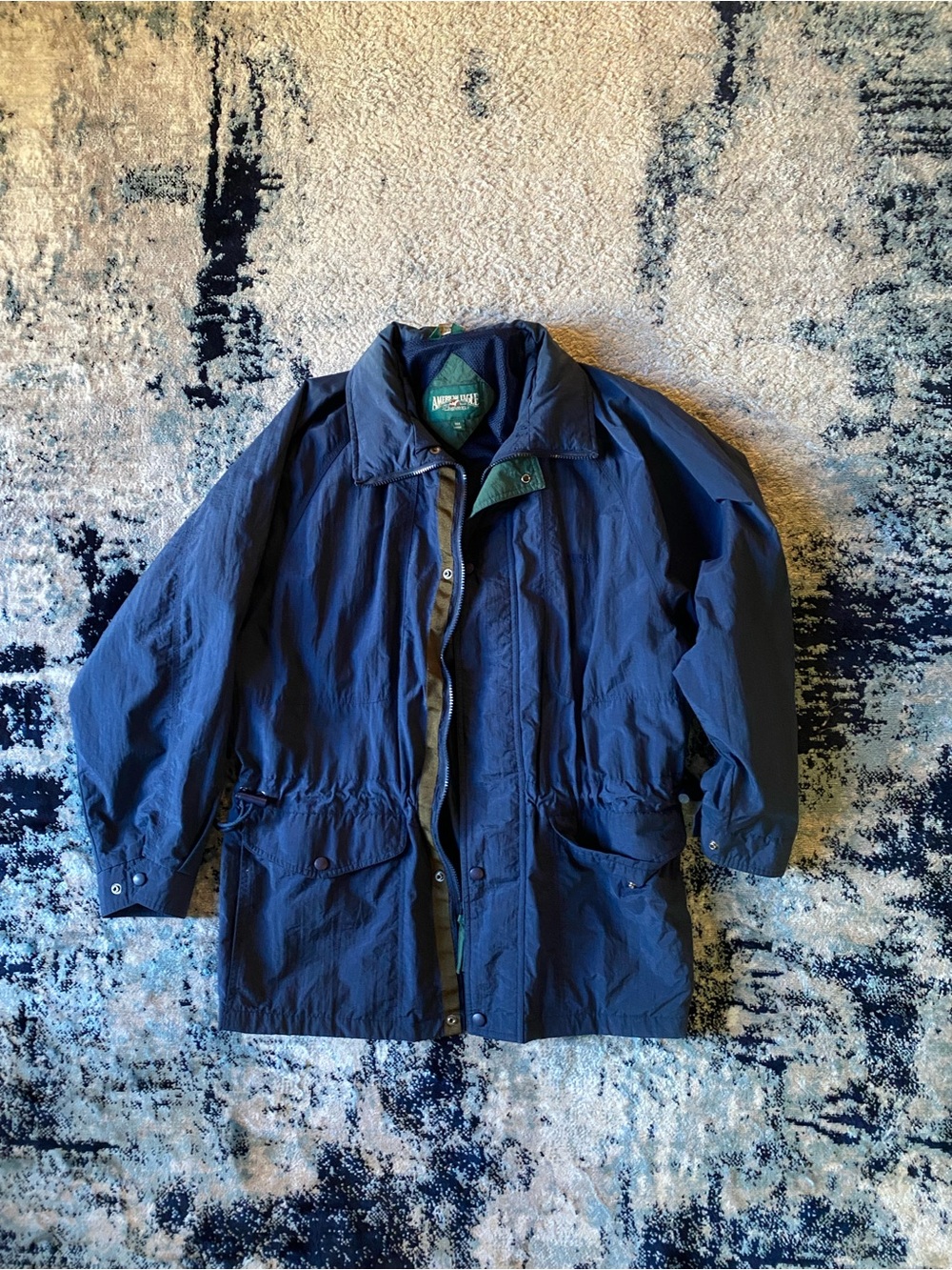 Vintage American Eagle Outfitters Navy Field Jacket with Green Liner Accents